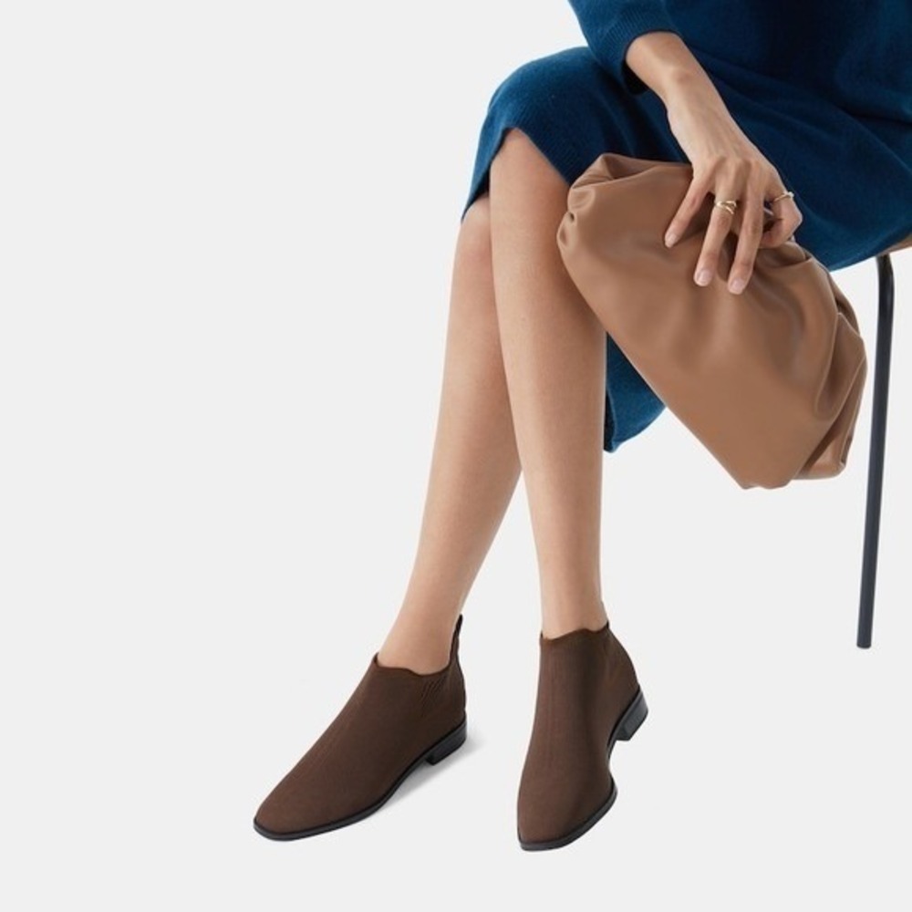 VIVAIA Knit Chelsea Ankle Boots Brown Low Heel  Pull‎ On Booties EU/38 US/7-7.5